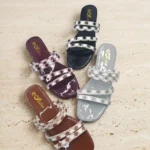 Square print sandals