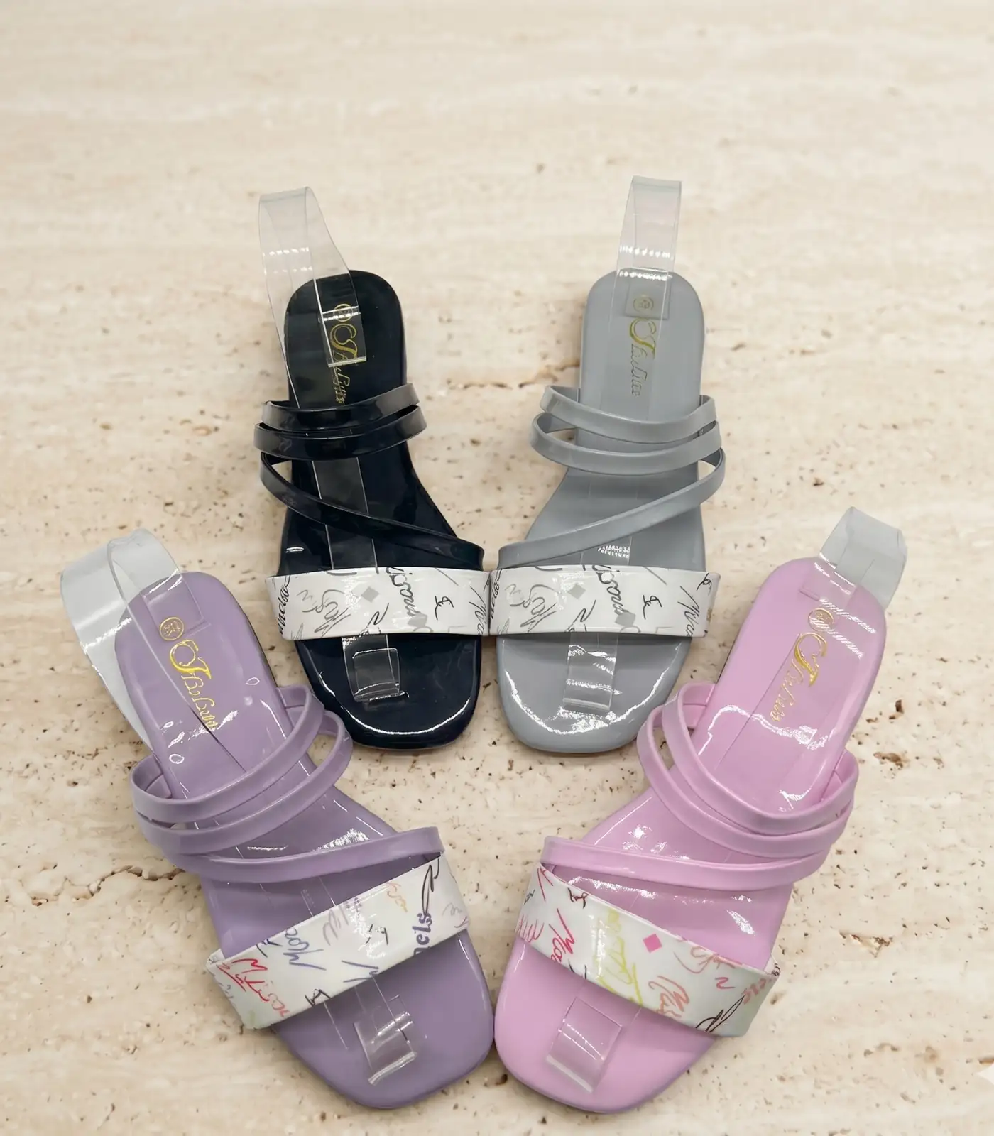 j8 (1) Grey print sandals - Image 1