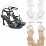 Designer toe strap heels