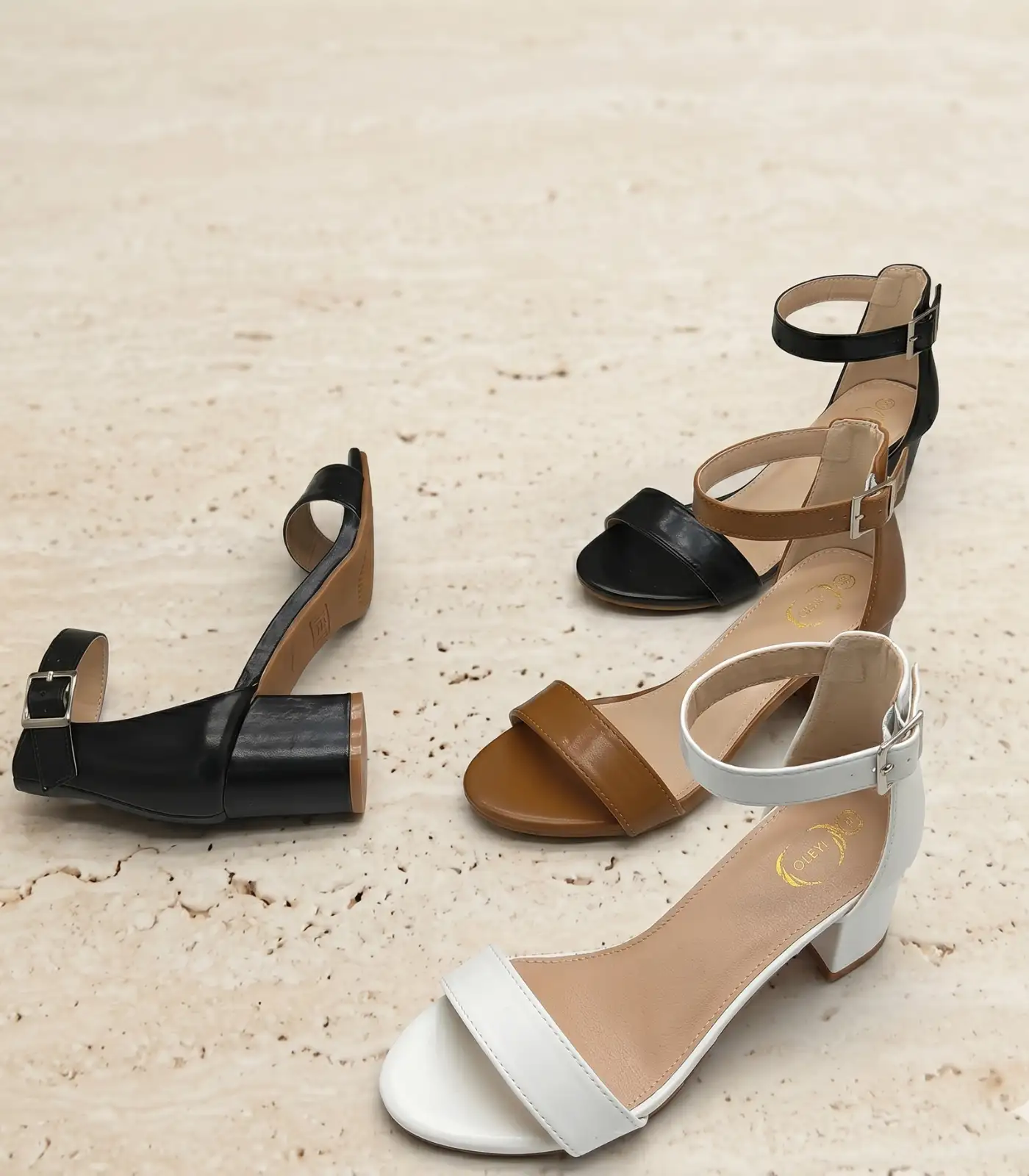 x2 Simple ankle strap block heel - Image 1