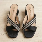 Cross strap sandal medium heel